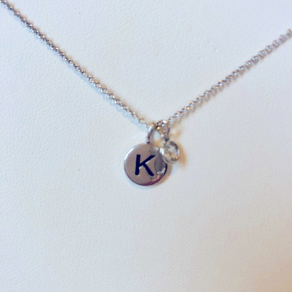 Touchstone Crystal by Swarovski TCS “K” initial pendant necklace